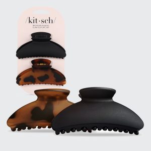 Black & Tort Curved Claw Clips 2pc Set - Medium